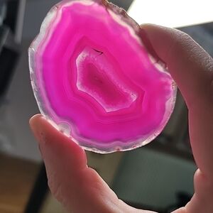 Pink Agate Slice Crystal Dyed